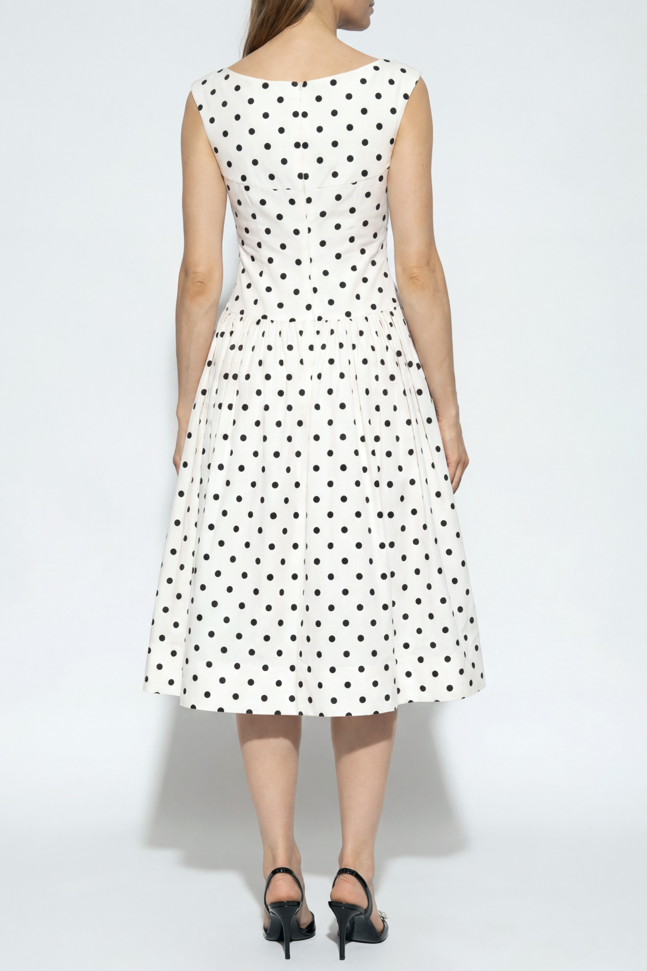 Self Portrait Polka Dot Maxi Dress with Pussy Bow Neckline & Detachable Belt - Black & White (UK 10) main image 1
